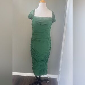 Baltic Born Elegant Green Ruched Midi Dress Sz 12
